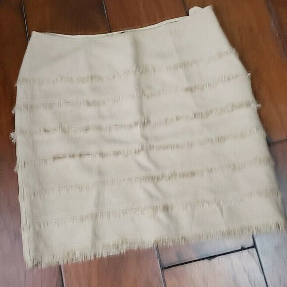 Juliana Collezione Skirt with Fringe Beige 14 - Picture 2 of 5
